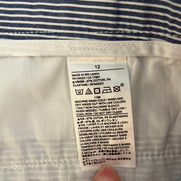 Banana Republic Factory Womens Striped Pleated High Waist Shorts Size 12 Navy - Picture 4 of 8